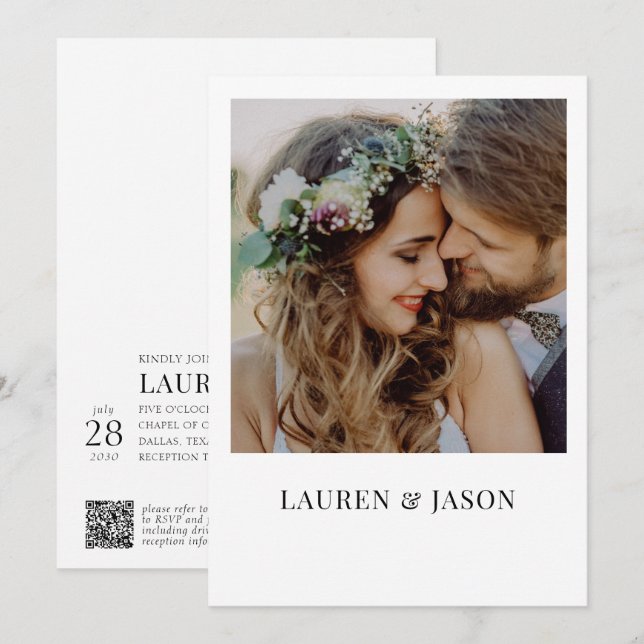 Einfache Hochzeit von QR-Foto mit Echtzeit-Overlay Einladung (Vorne/Hinten)