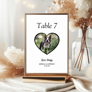 Einfache Hochzeit von Schwarz-Weiß-Hunden-Foto Tischnummer