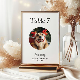 Einfache Hochzeit von Schwarz-Weiß-Hunden-Foto Tischnummer