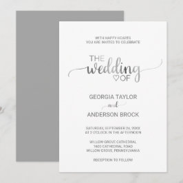 Einfache Hochzeit von Silberfolien Einladung