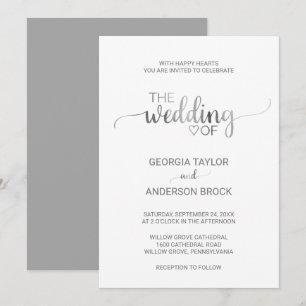 Einfache Hochzeit von Silberfolien Einladung