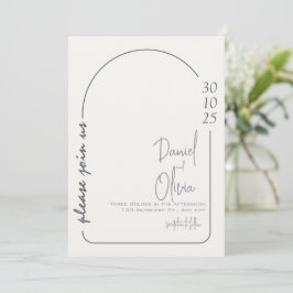 Einfache Hochzeit von Weiß und Braun Einladung