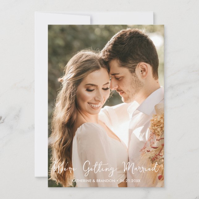Einfache Hochzeit Wir werden heiraten Foto Einladung (Vorderseite)