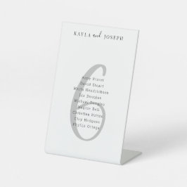 Einfache Hochzeitgastliste Tischnummer 6 Sockelschild