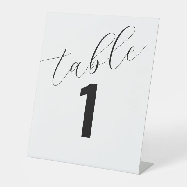 Einfache Hochzeitkarten-Tischnummer Sockelschild (Vorderseite)