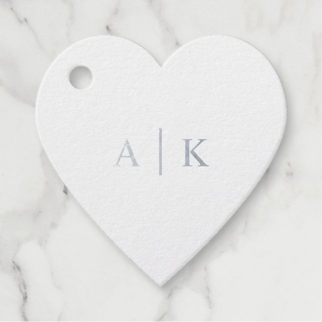 Einfache Hochzeitmonographie Real Silver Foil Herz Geschenkanhänger (Vorderseite)