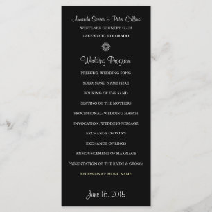 Einfache Hochzeits-Programme (Schwarzes) Programm