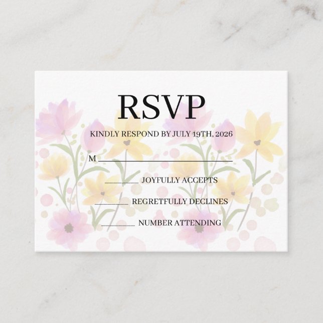 Einfache Hochzeits-RSVP-Beilagekarte Begleitkarte (Vorderseite)