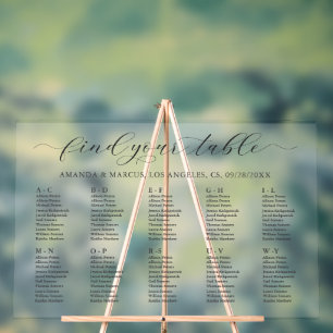 Einfache Hochzeits-Sitzordnung alphabetisch sortie Acrylschild