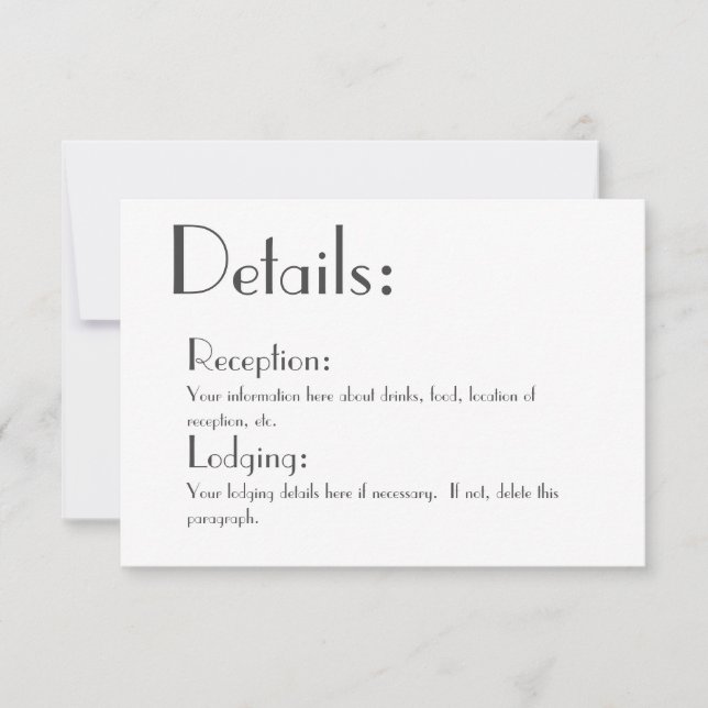 Einfache Hochzeitsdetails RSVP Karte (Vorderseite)