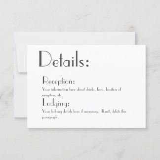 Einfache Hochzeitsdetailskarte RSVP Karte