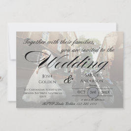 Einfache Hochzeitseinladung mit Foto in Weiß und S Einladung