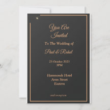 Einfache Hochzeitseinladung, schwarz und gold