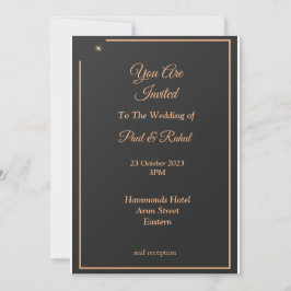 Einfache Hochzeitseinladung, schwarz und gold Einladung