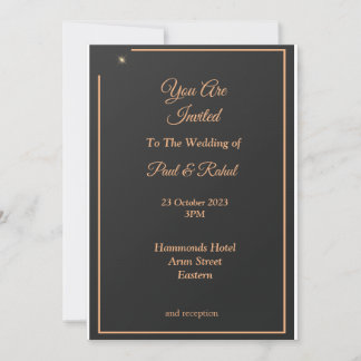 Einfache Hochzeitseinladung, schwarz und gold Einladung