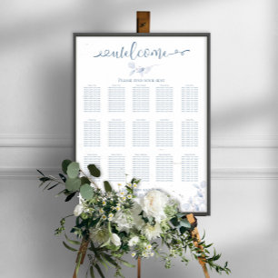 Einfache Hochzeitsempfangs-Sitzordnung Hellblau Poster