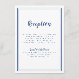 Einfache Hochzeitsempfehlung Blau Gerahmt Begleitkarte
