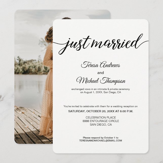 Einfache Hochzeitsempfehlung für Foto Einladung (Vorne/Hinten)