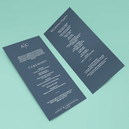 Einfache Hochzeitsfeier für Navy Blue Monogram Programm