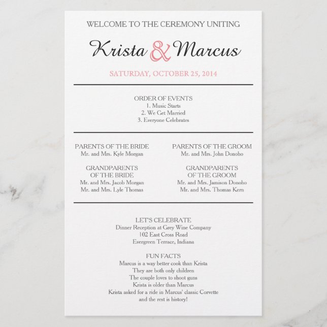 Einfache Hochzeitsfeier für Silhouetten (Vorderseite)