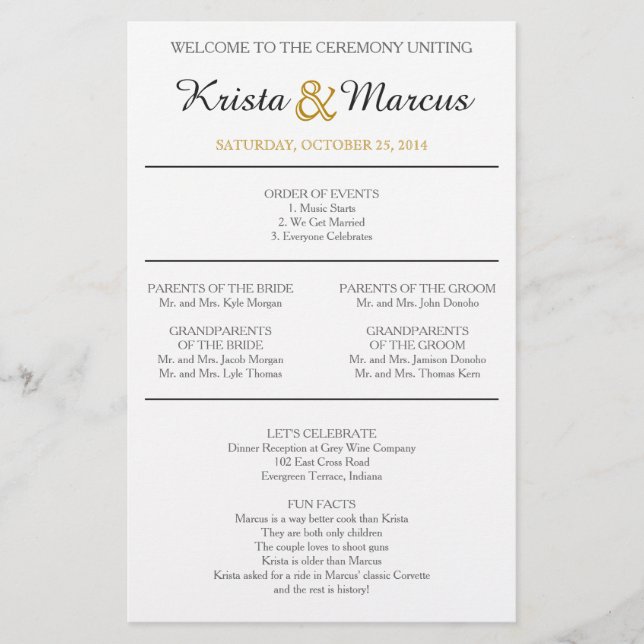 Einfache Hochzeitsfeier für Silhouetten (Vorderseite)