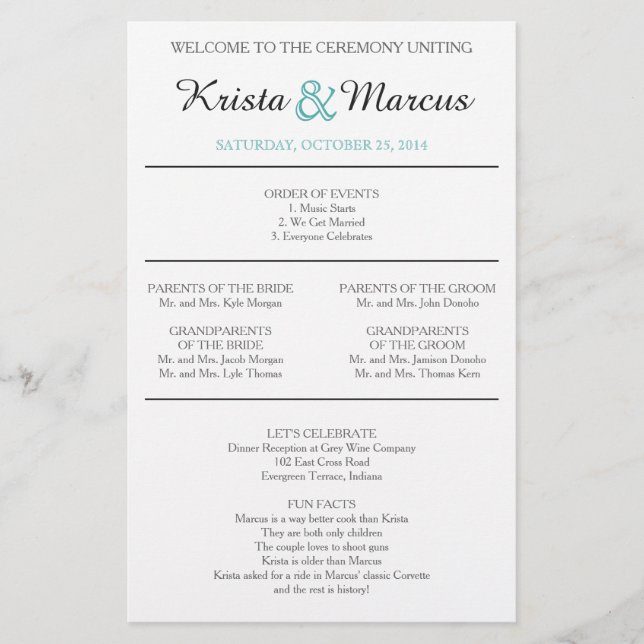 Einfache Hochzeitsfeier für Silhouetten (Vorderseite)