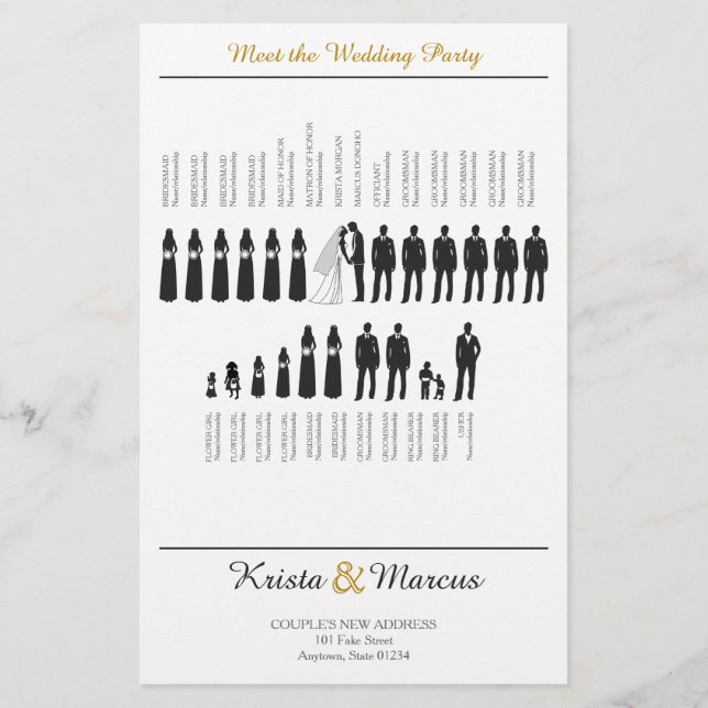 Einfache Hochzeitsfeier für Silhouetten (Rückseite)