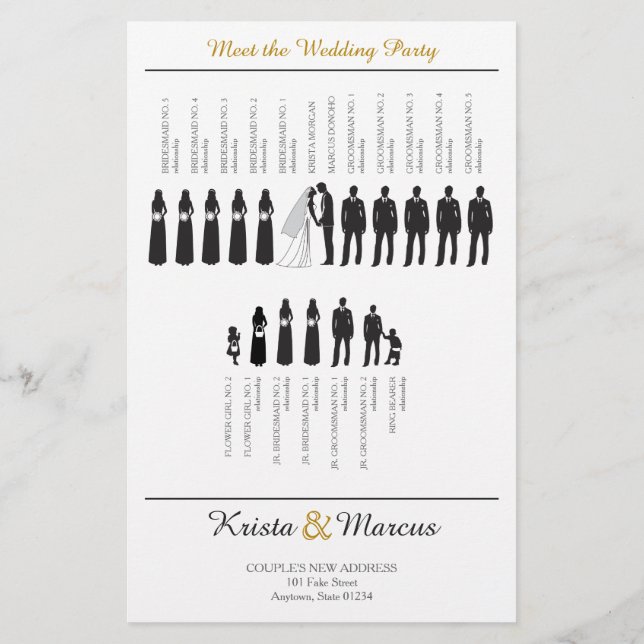 Einfache Hochzeitsfeier für Silhouetten (Rückseite)