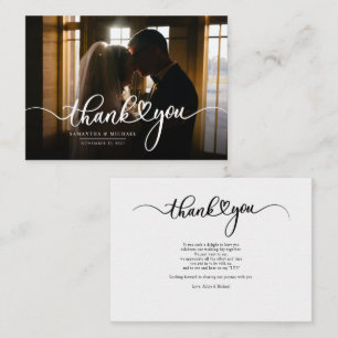Einfache Hochzeitsfoto-Handlettering-Dankeschön Mitteilungskarte
