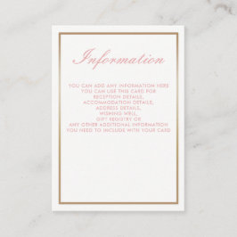 Einfache Hochzeitsinformationskarten für Blush und Begleitkarte