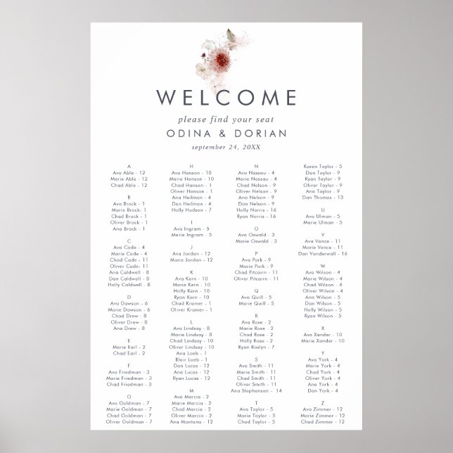 Einfache Hochzeitskarte für die Blumenbewohner Poster (Vorne)