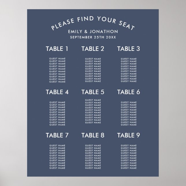 Einfache Hochzeitskarte für die dunkelblaue Navy Poster (Vorne)