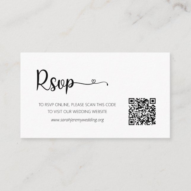 Einfache Hochzeitskarte für die RSVP-Website Begleitkarte (Vorderseite)
