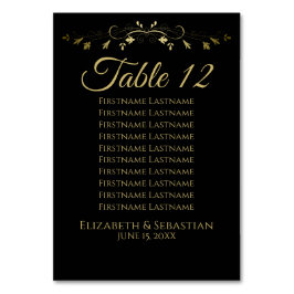Einfache Hochzeitskarte für Gold und Schwarz Tischnummer