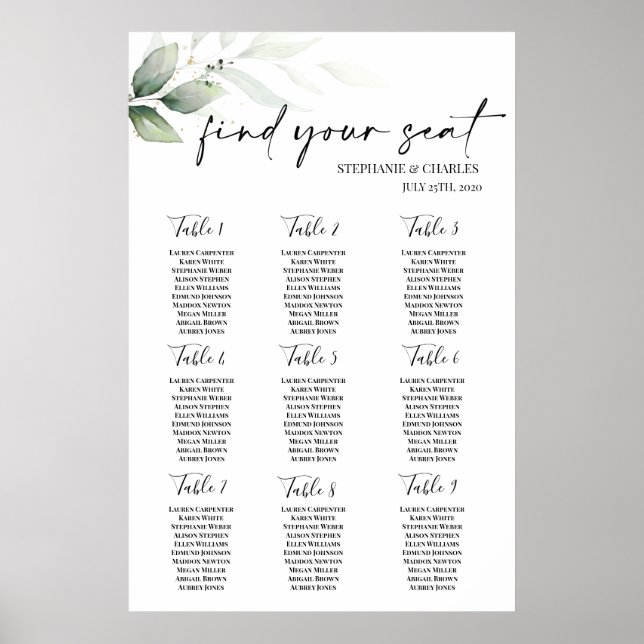 Einfache Hochzeitskarte für Grünpflanzen Poster (Vorne)