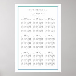 Einfache Hochzeitskarte in Blau und Weiß Poster