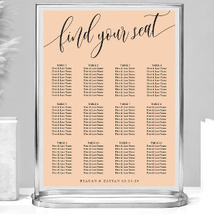 Einfache Hochzeitskarte mit weichem Pfirsich Poster