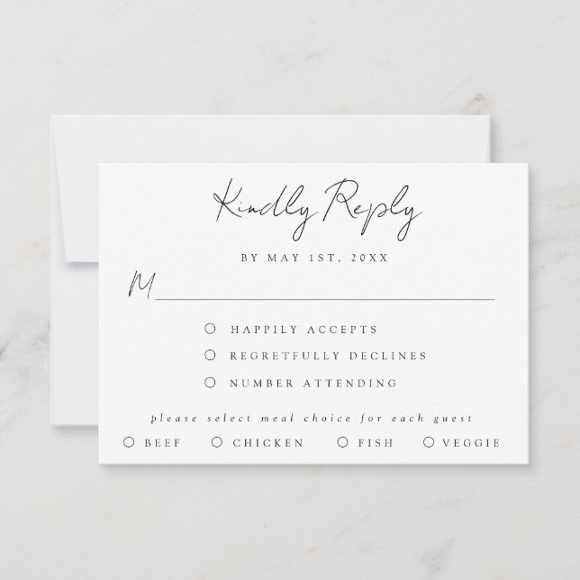 Einfache Hochzeitskarte RSVP Karte (Vorderseite)
