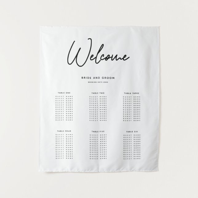 Einfache Hochzeitskartentabelle Wandteppich (Vorderseite)