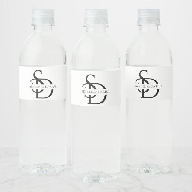 Einfache Hochzeitsmonogramm Personalisiert mit Nam (Flaschen)