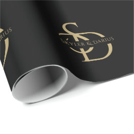 Einfache Hochzeitsmonogramm Personalisiert mit Nam Geschenkpapier