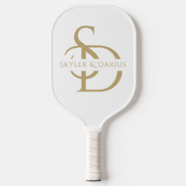 Einfache Hochzeitsmonogramm Personalisiert mit Nam Pickleball Schläger