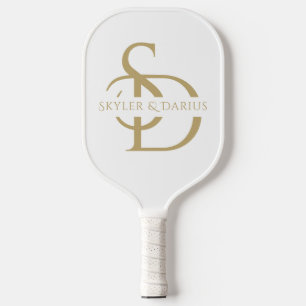 Einfache Hochzeitsmonogramm Personalisiert mit Nam Pickleball Schläger