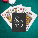 Einfache Hochzeitsmonogramm Personalisiert mit Nam Spielkarten<br><div class="desc">Fügen Sie Ihrer Hochzeit oder besonderen Feiern eine Touch Eleganz hinzu, mit diesen Simple Wedding Monogram Personalisiert Poker Cards. Diese Kartendecks sind mit den Initialen des Paares in einem raffinierten Monogramm-Design ausgestattet, das perfekt auf ein Schwarz-Gold-Hochzeitsthema zugeschnitten ist. Ob Hochzeit, Jubiläum oder Feier - diese personalisierten Spielkarten sind ein stilvoller...</div>