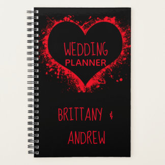 Einfache Hochzeitsplaner Schwarz Rot verbunden Her Planer