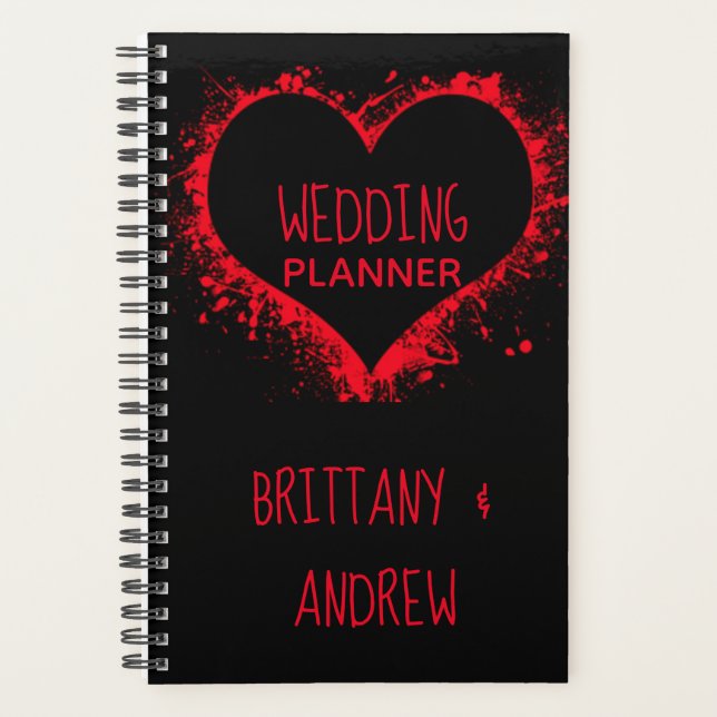 Einfache Hochzeitsplaner Schwarz Rot verbunden Her Planer (Vorderseite)
