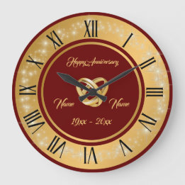 Einfache Hochzeitsrings anpassen Gold Jubiläum Große Wanduhr