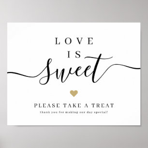 Einfache Hochzeitsschrift Liebe ist ein süßes Zeic Poster