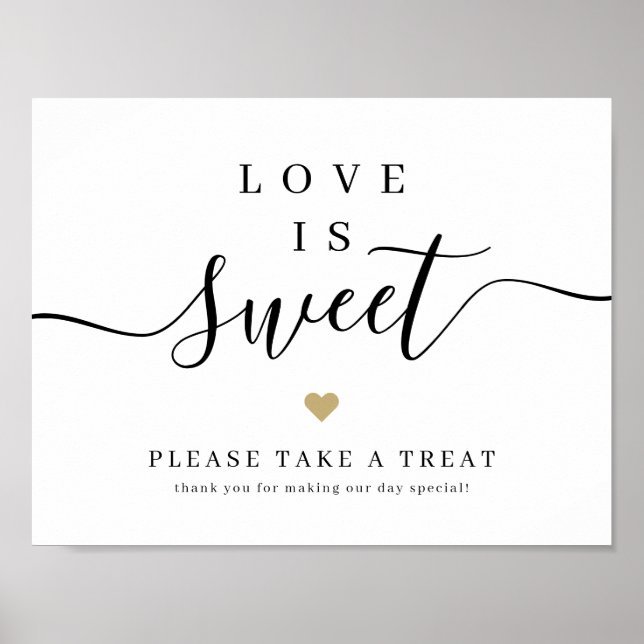 Einfache Hochzeitsschrift Liebe ist ein süßes Zeic Poster (Vorne)