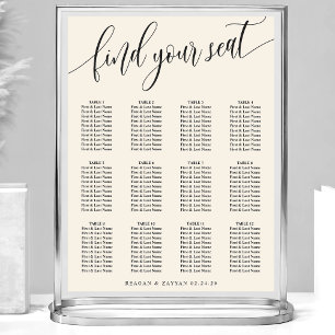 Einfache Hochzeitssitzkarte für Elfenbein Poster